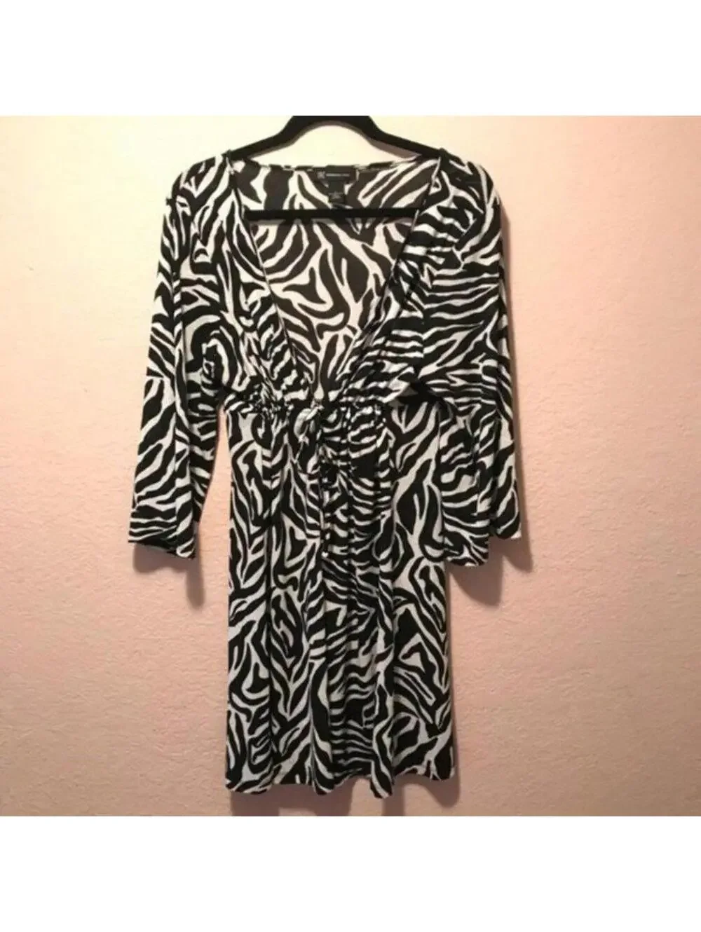 Inc Black and White Zebra Print Dress with 3/4‎ Sleeves